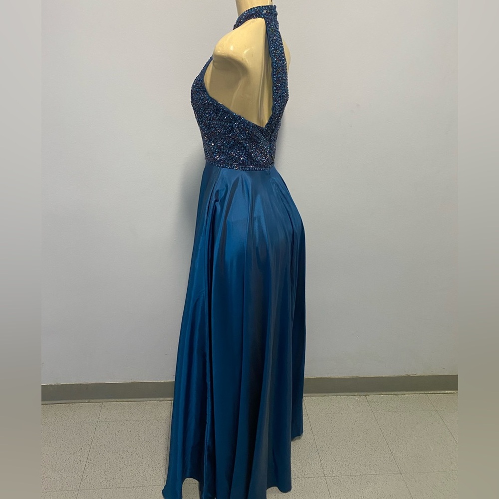 NWT Sherri Hill Elegant Blue Evening Gown Size 4 (Style # 98316) - Picture 4 of 11